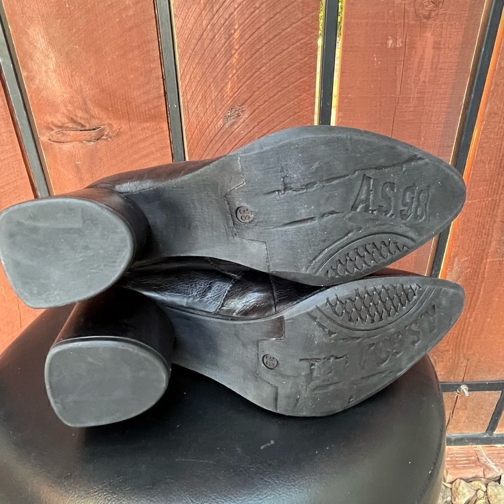 A.S.98 Earl Pointed Toe Western Boots size 38EU Black - Picture 8 of 9